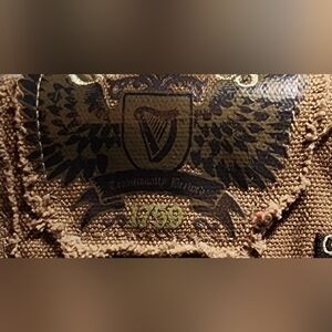Guinness brown canvas wallet Harp Wings 1759 logo Trifold BENIFITS CHARITY